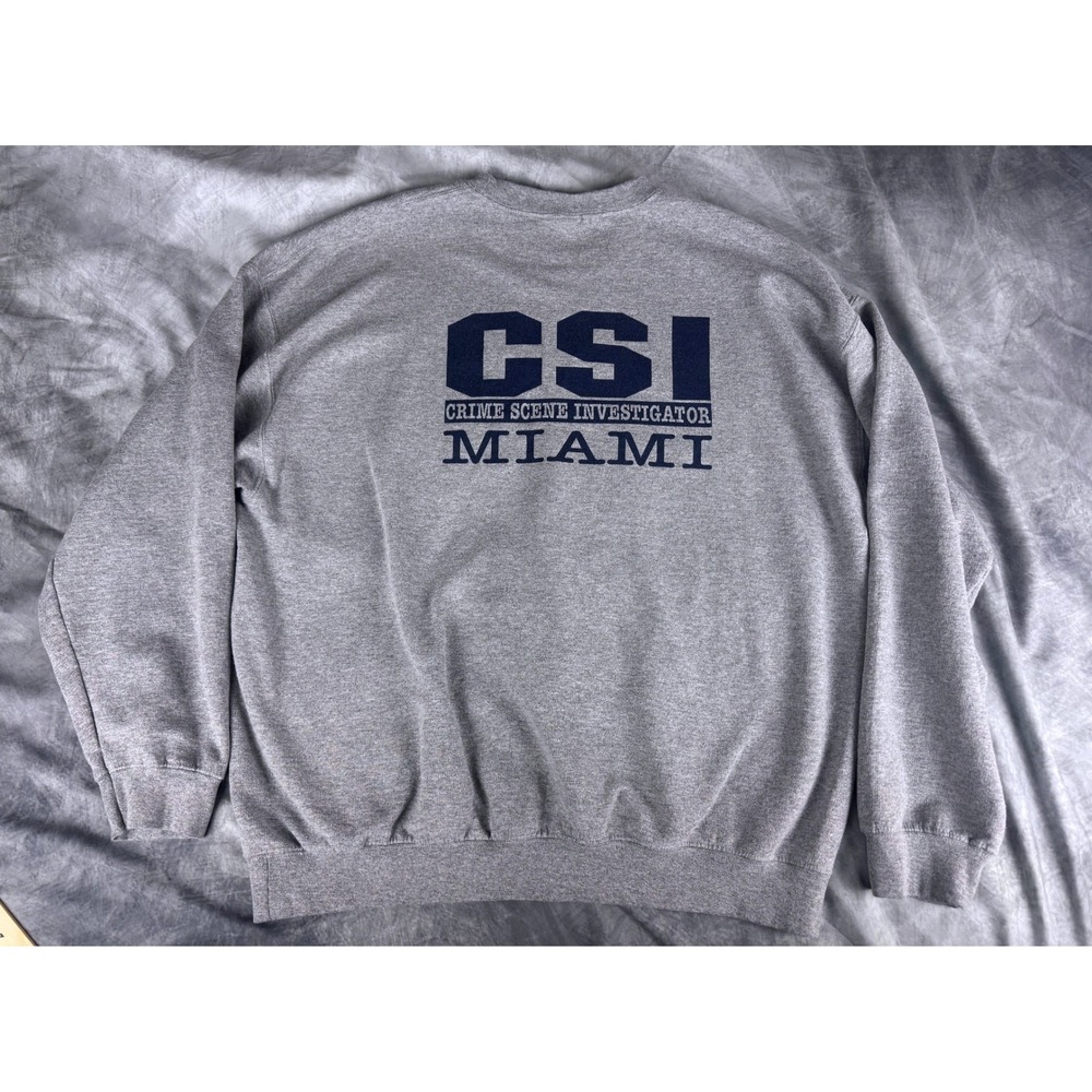 Vintage CSI Miami Sweatshirt Mens XL Gray CBS Crime Scene Investigator Promo Y2K
